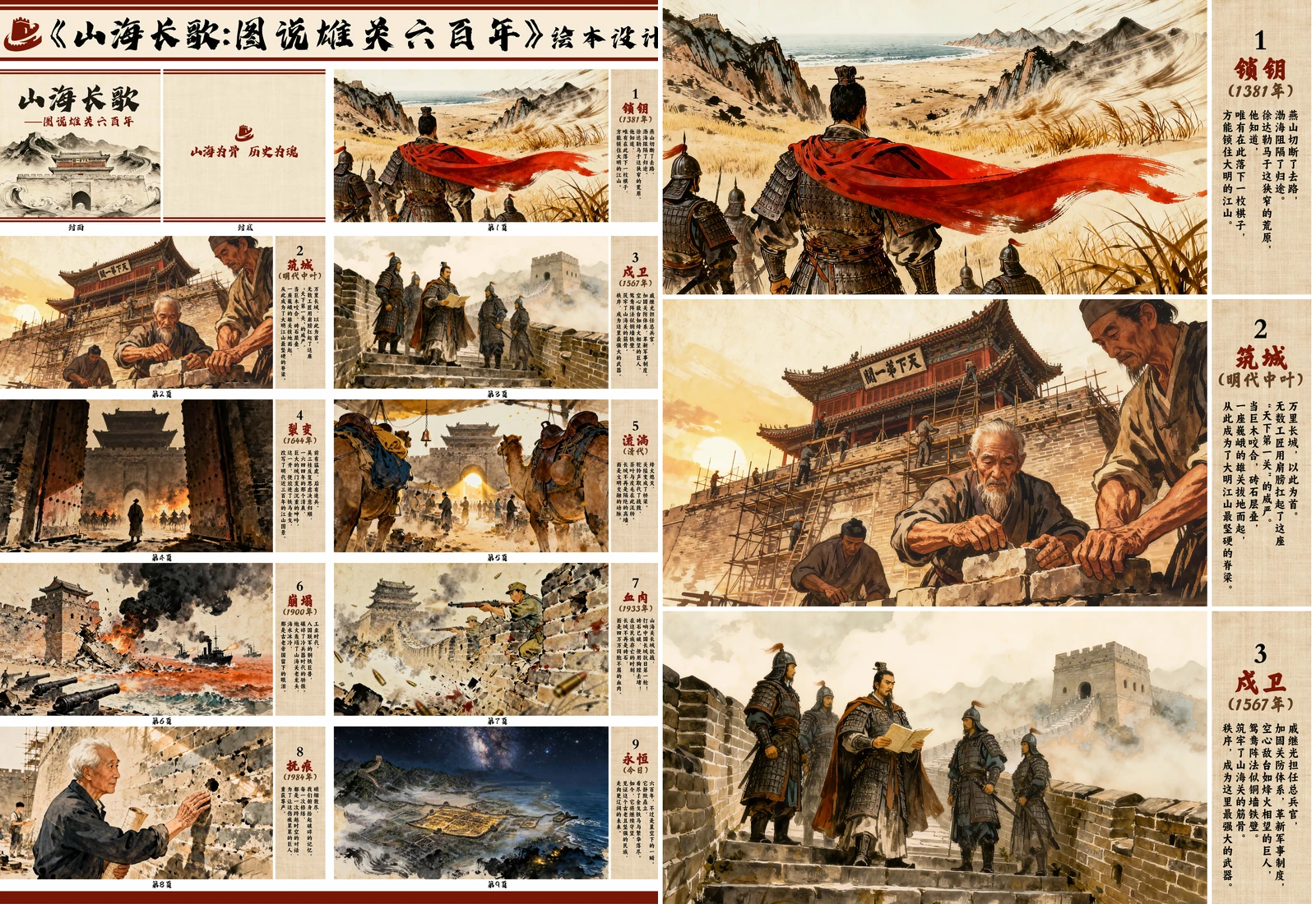 《山海长歌：图说雄关六百年》前两张作品展板无缝拼接封面