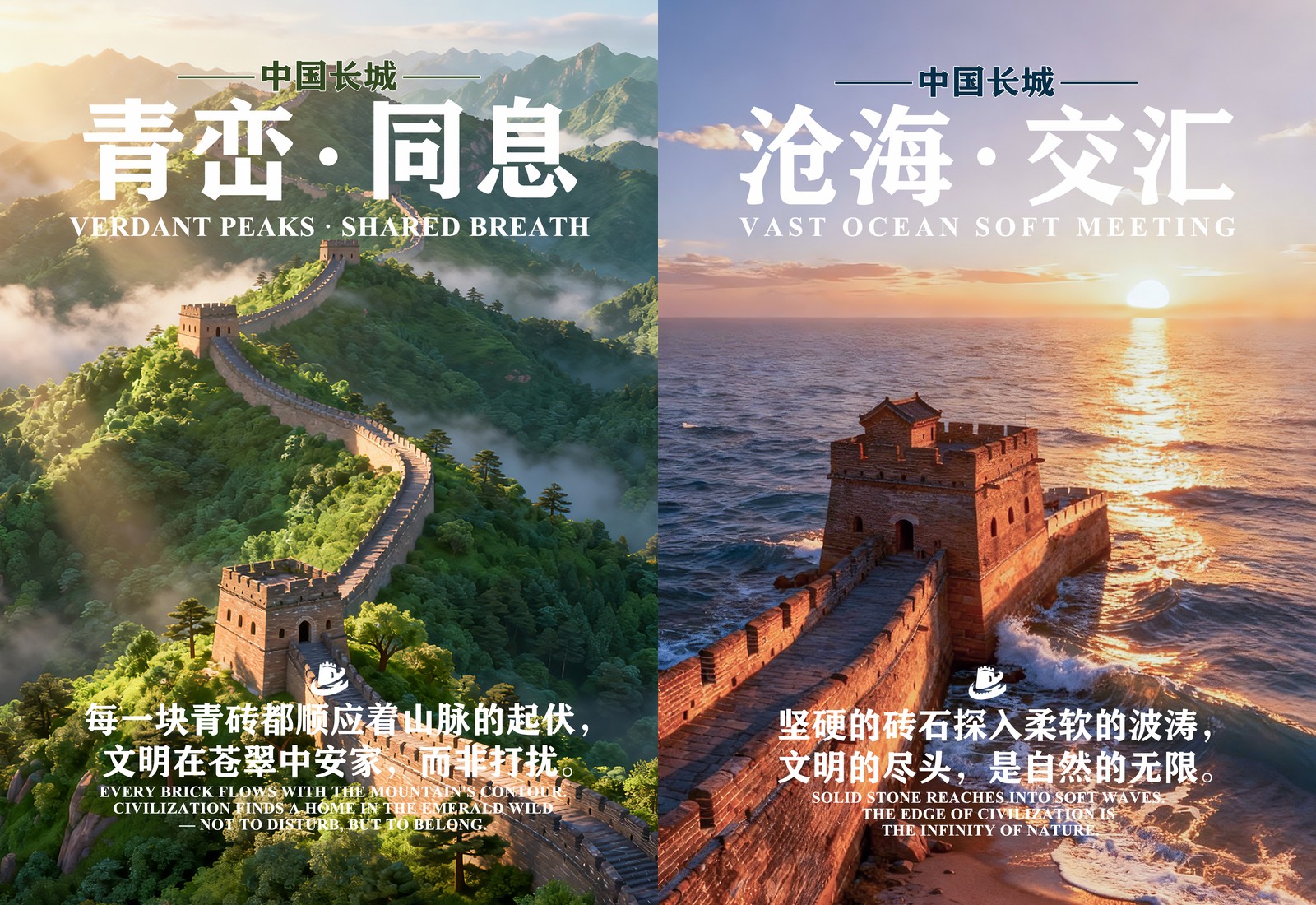《文明脊迹·天地回响》前两张系列海报无缝拼接封面